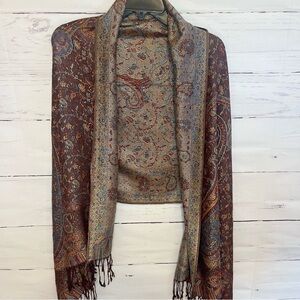 Pashmina Cashmere Wrap Scarf 66 x 28 Fringed Paisley Colorful